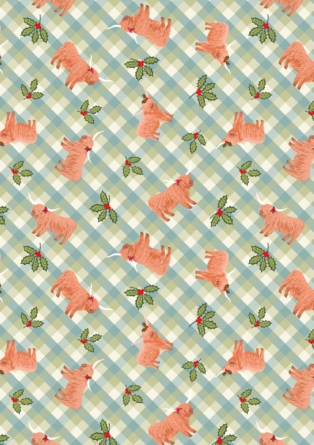 Celtic Christmas - Highlands and Holly - Icy Meadow Gingham - C135B
