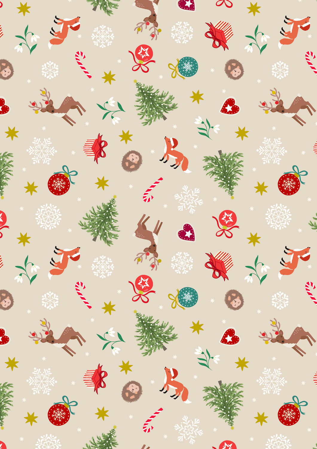 Christmas in Bluebell Wood - Scattered Festive - Cream - C141A