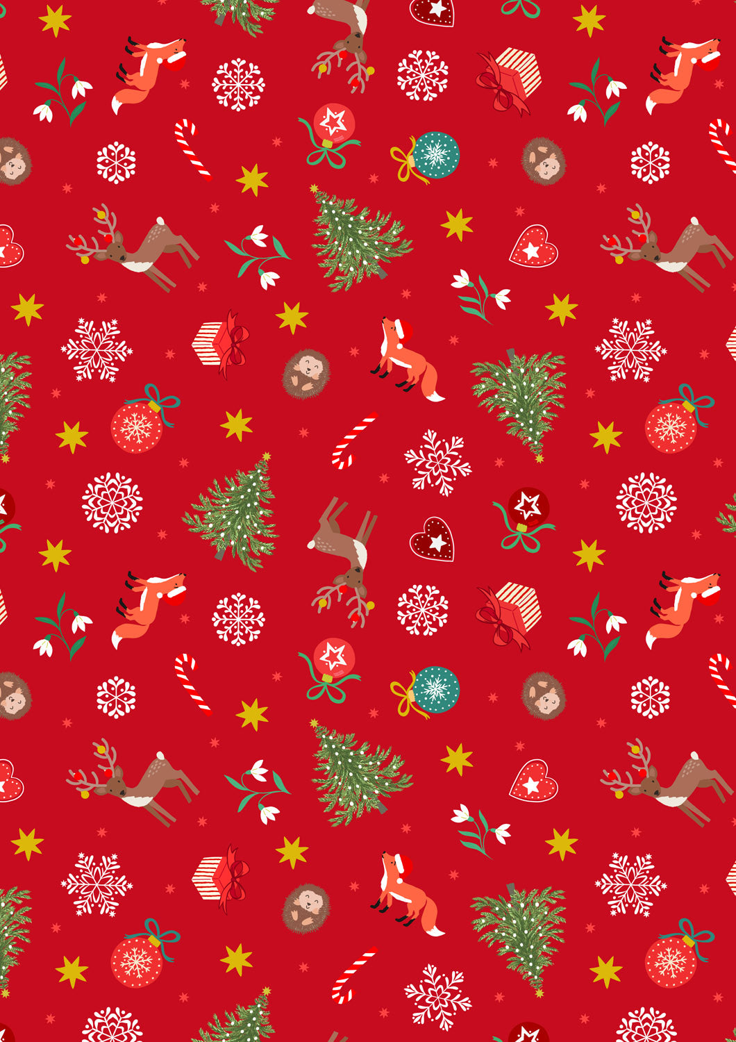 Christmas in Bluebell Wood - Scattered Festive - Red - C141B