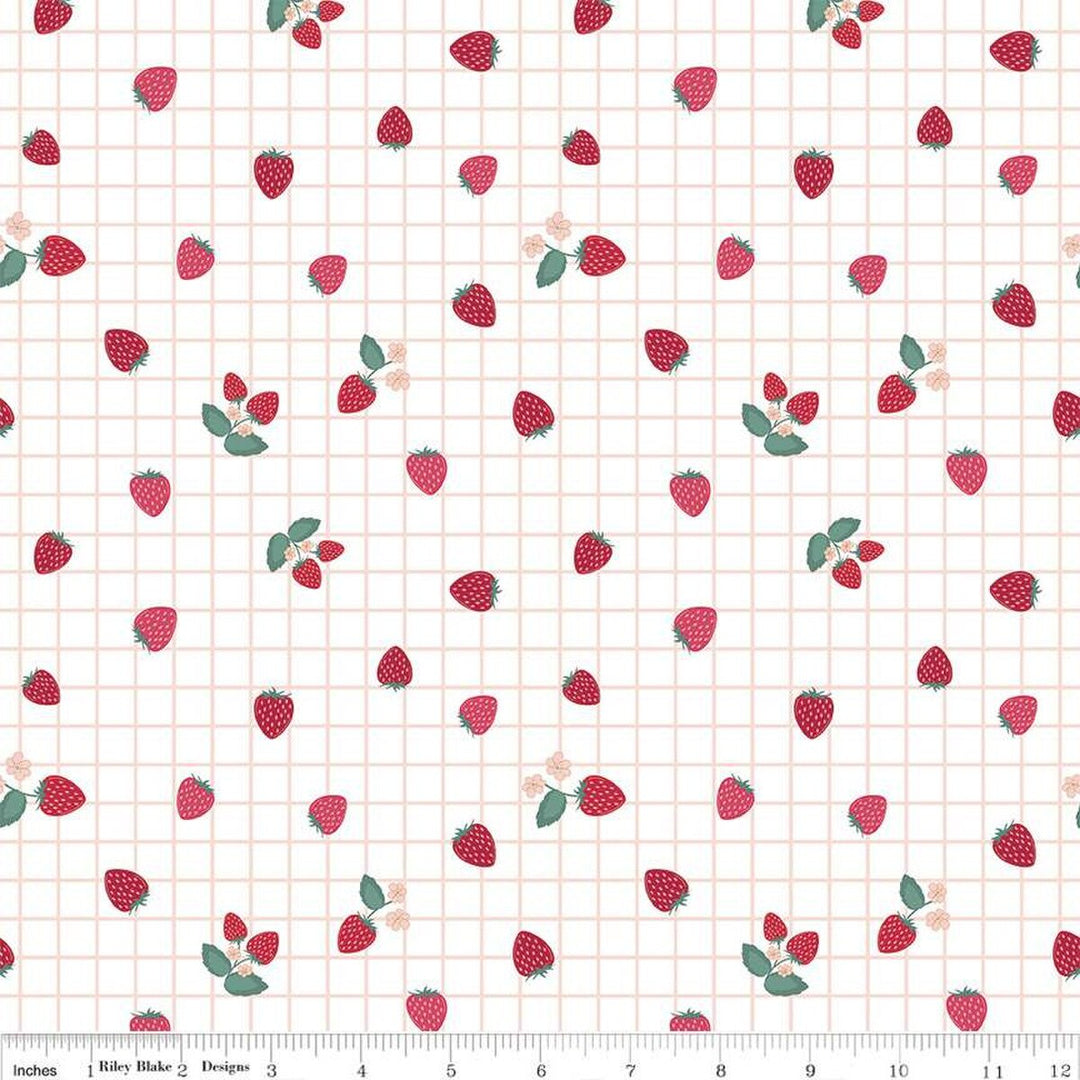 Berry Market - Beverly McCullough - Gingham Berries White - C15747-WHITE