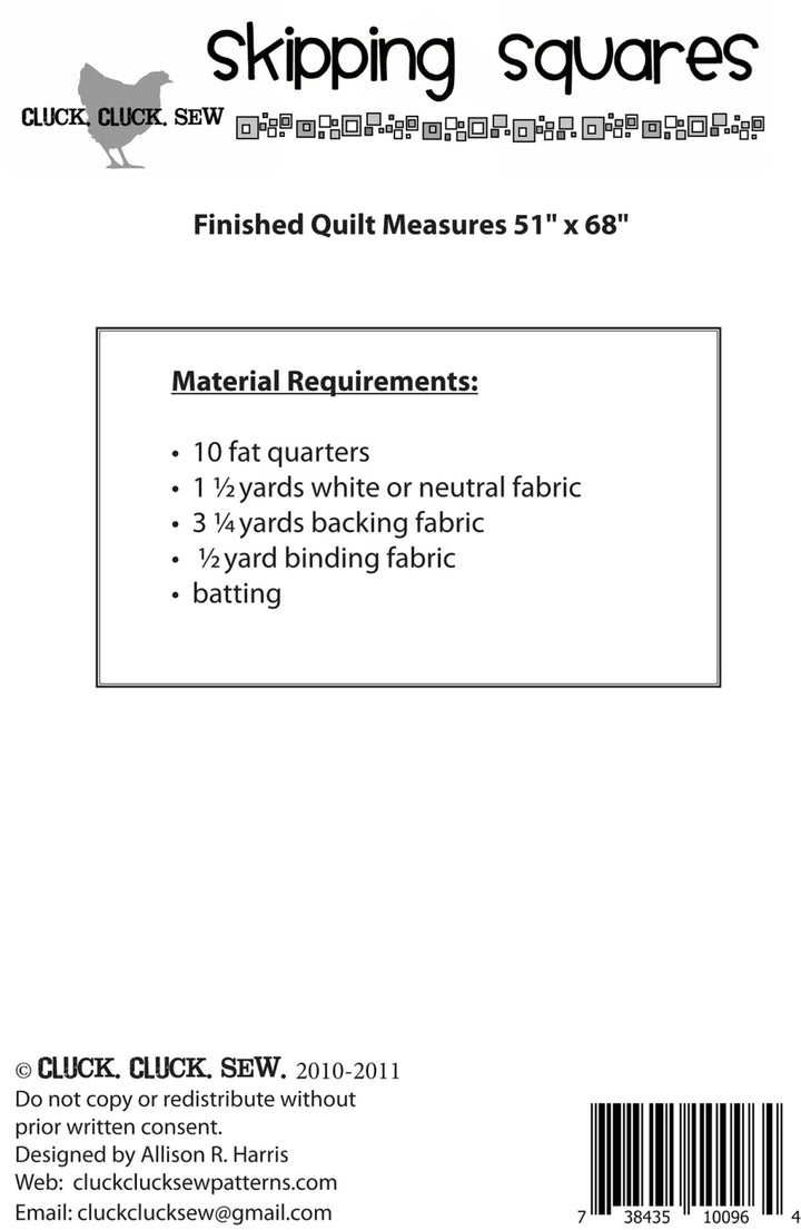 Skipping Squares Pattern - Cluck Cluck Sew