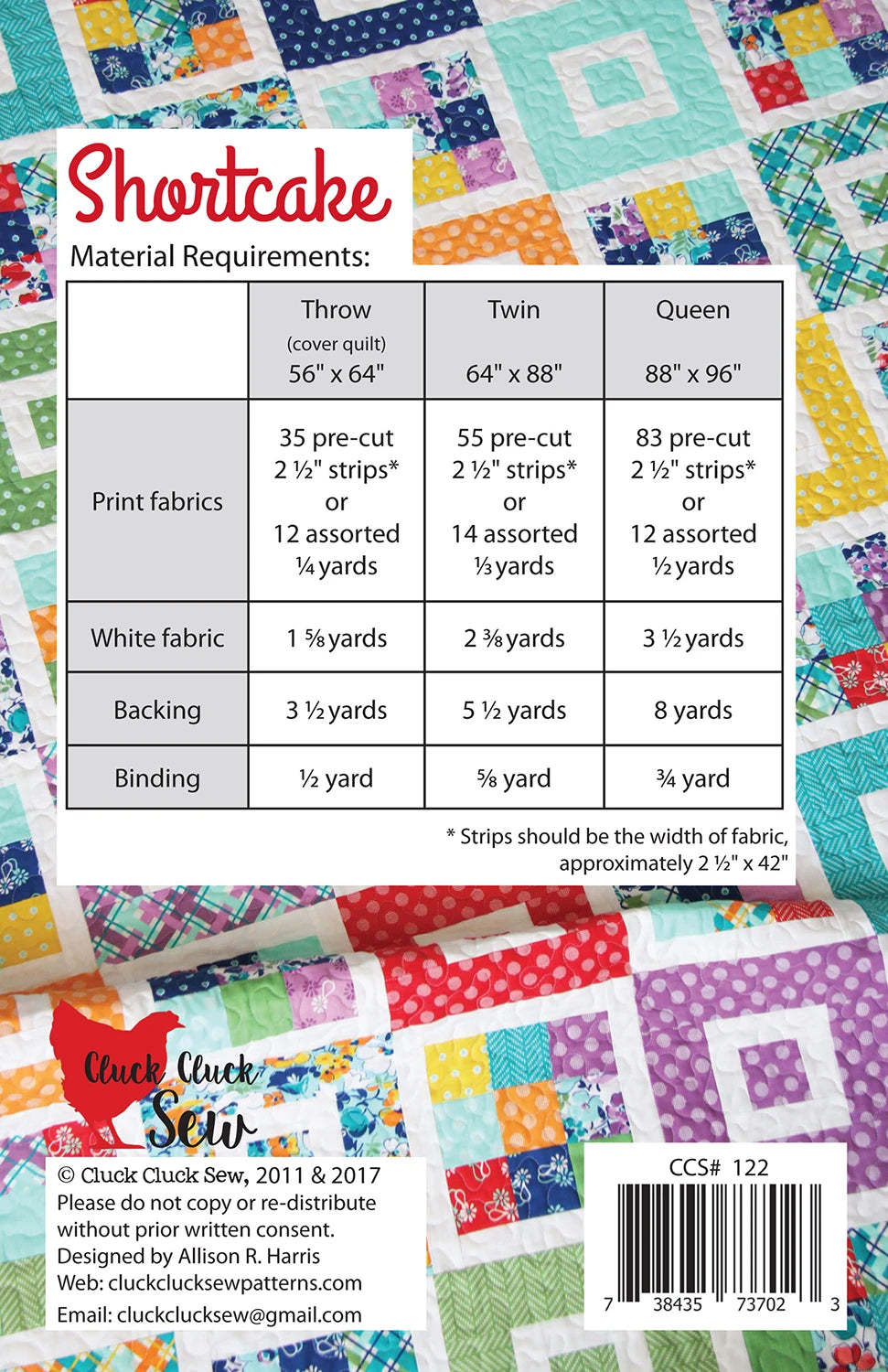 Shortcake Quilt Pattern - Cluck Cluck Sew