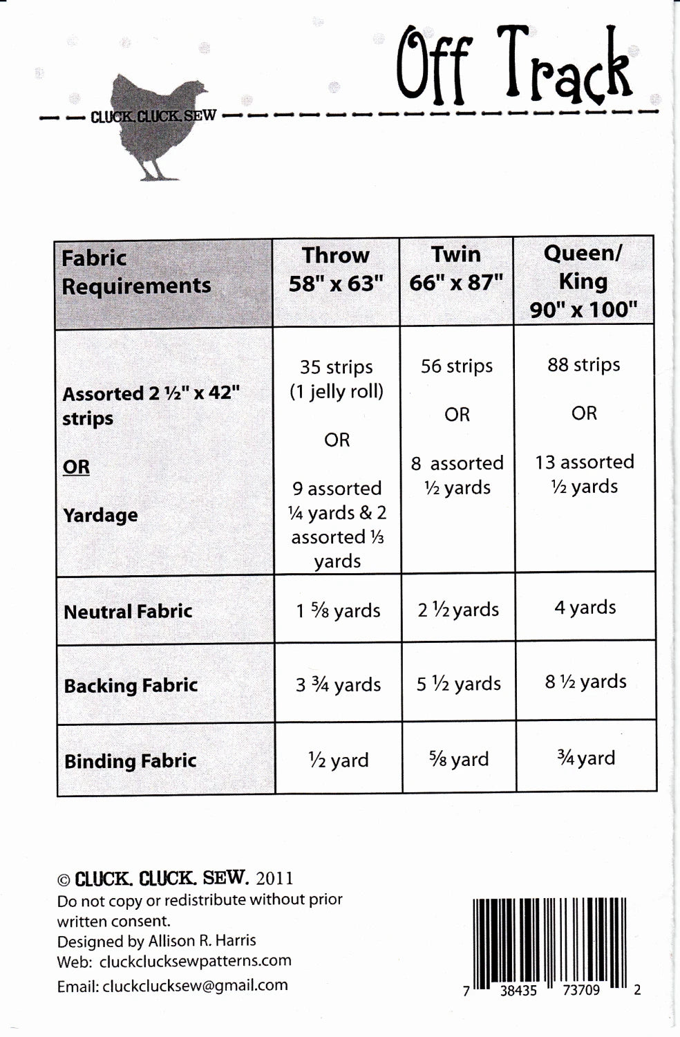 Offtrack Pattern - Cluck Cluck Sew