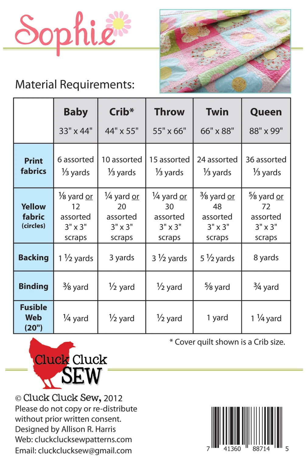 Sophie Pattern - Cluck Cluck Sew