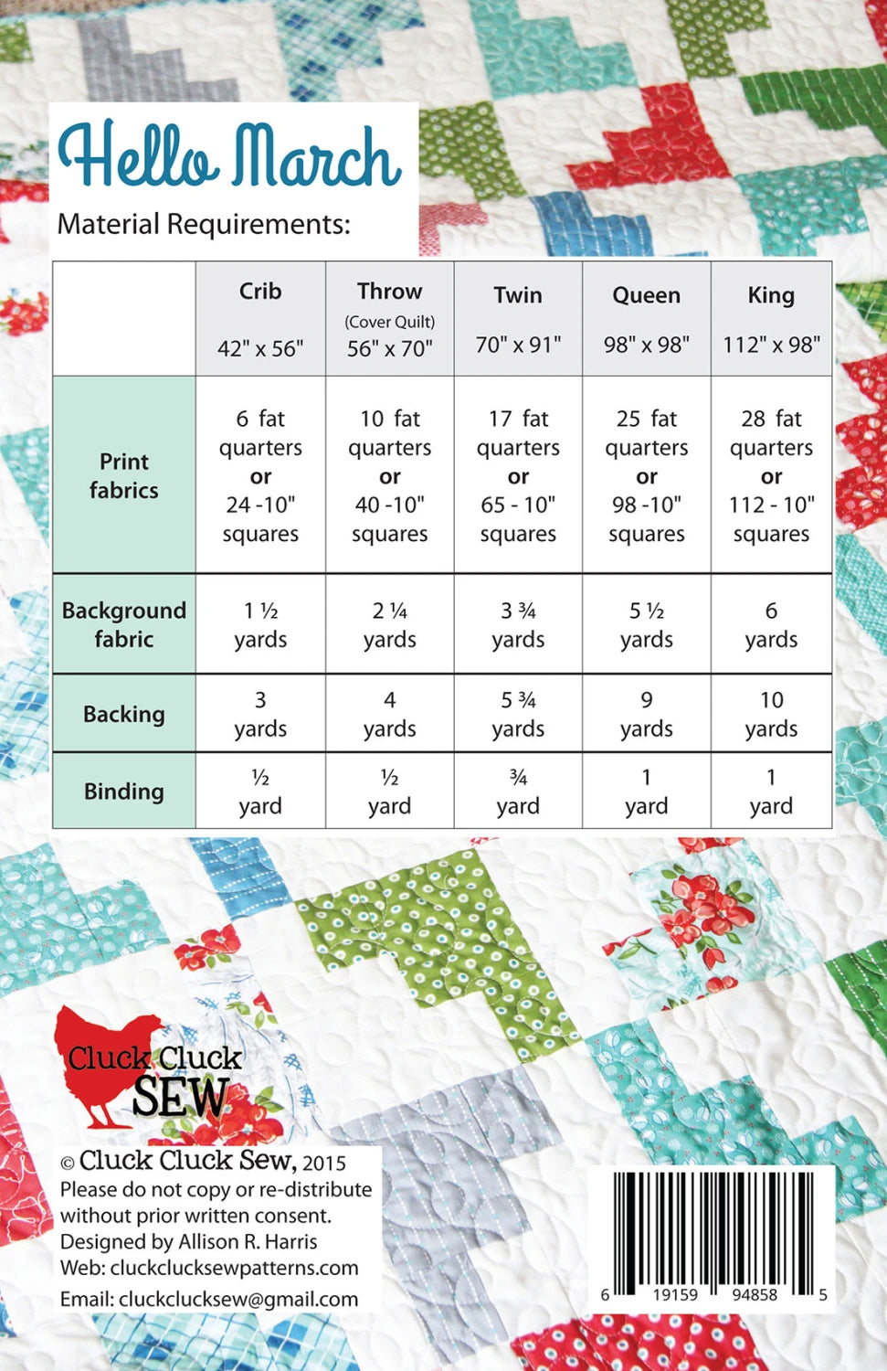 Hello March - Cluck Cluck Sew