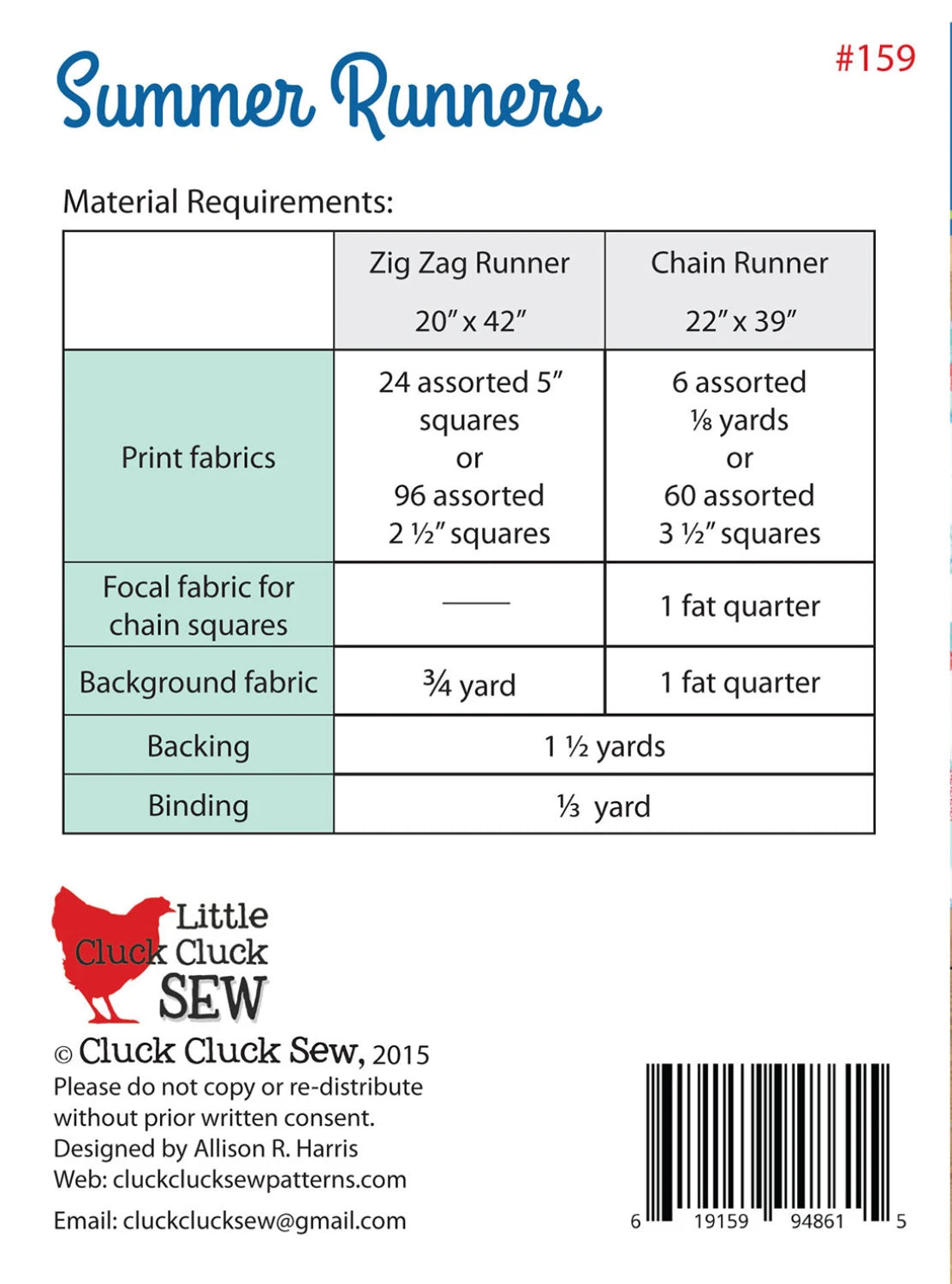 Summer Runners - Cluck Cluck Sew