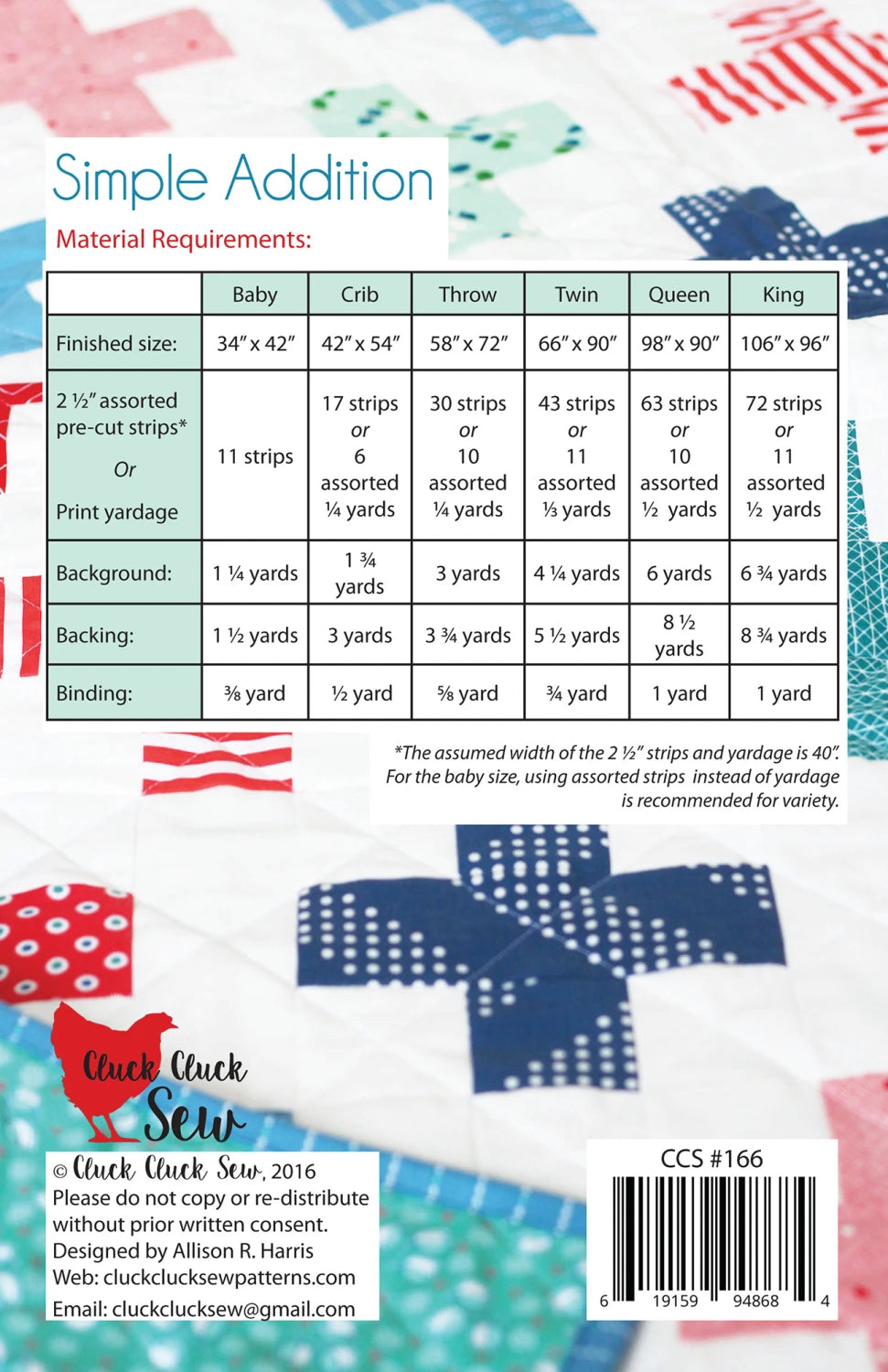 Simple Addition Pattern - Cluck Cluck Sew