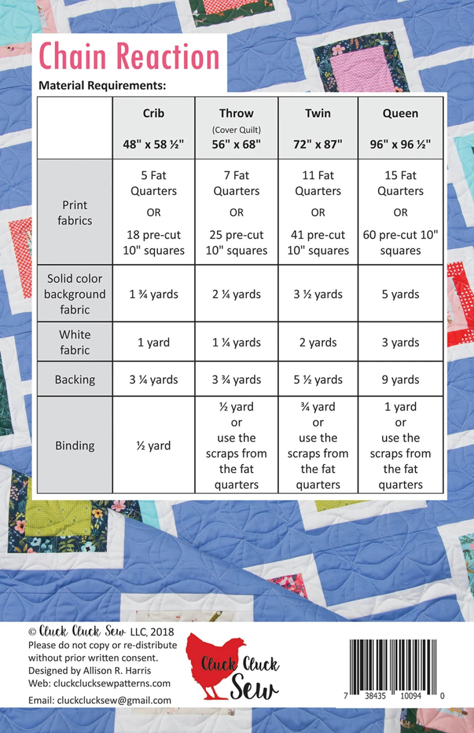 Chain Reaction Pattern - Cluck Cluck Sew