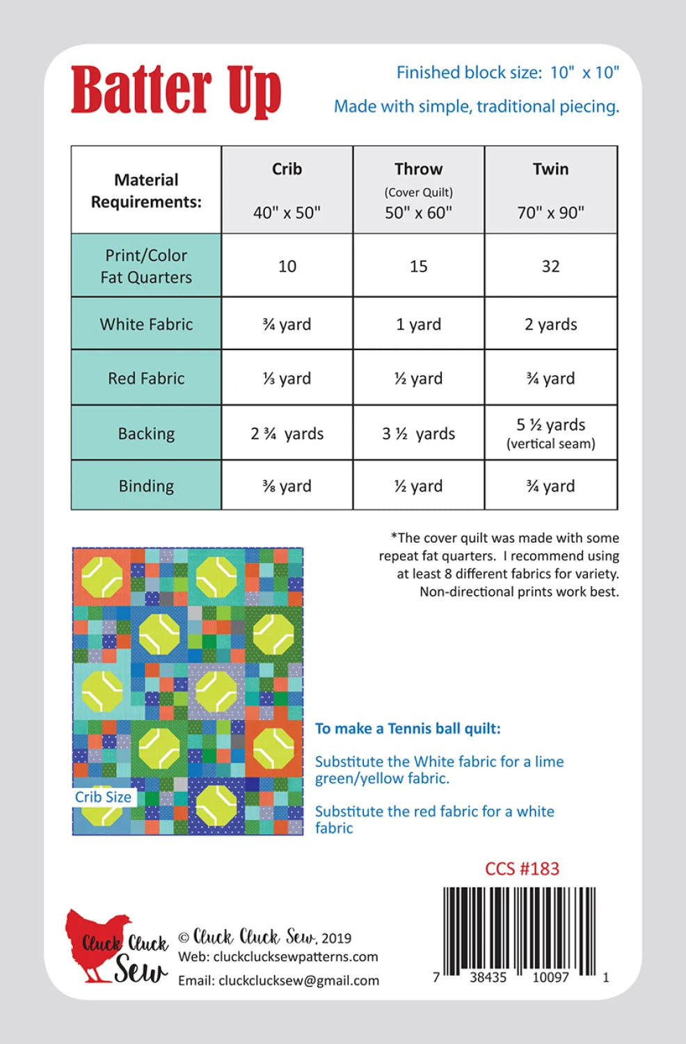 Batter Pattern - Cluck Cluck Sew