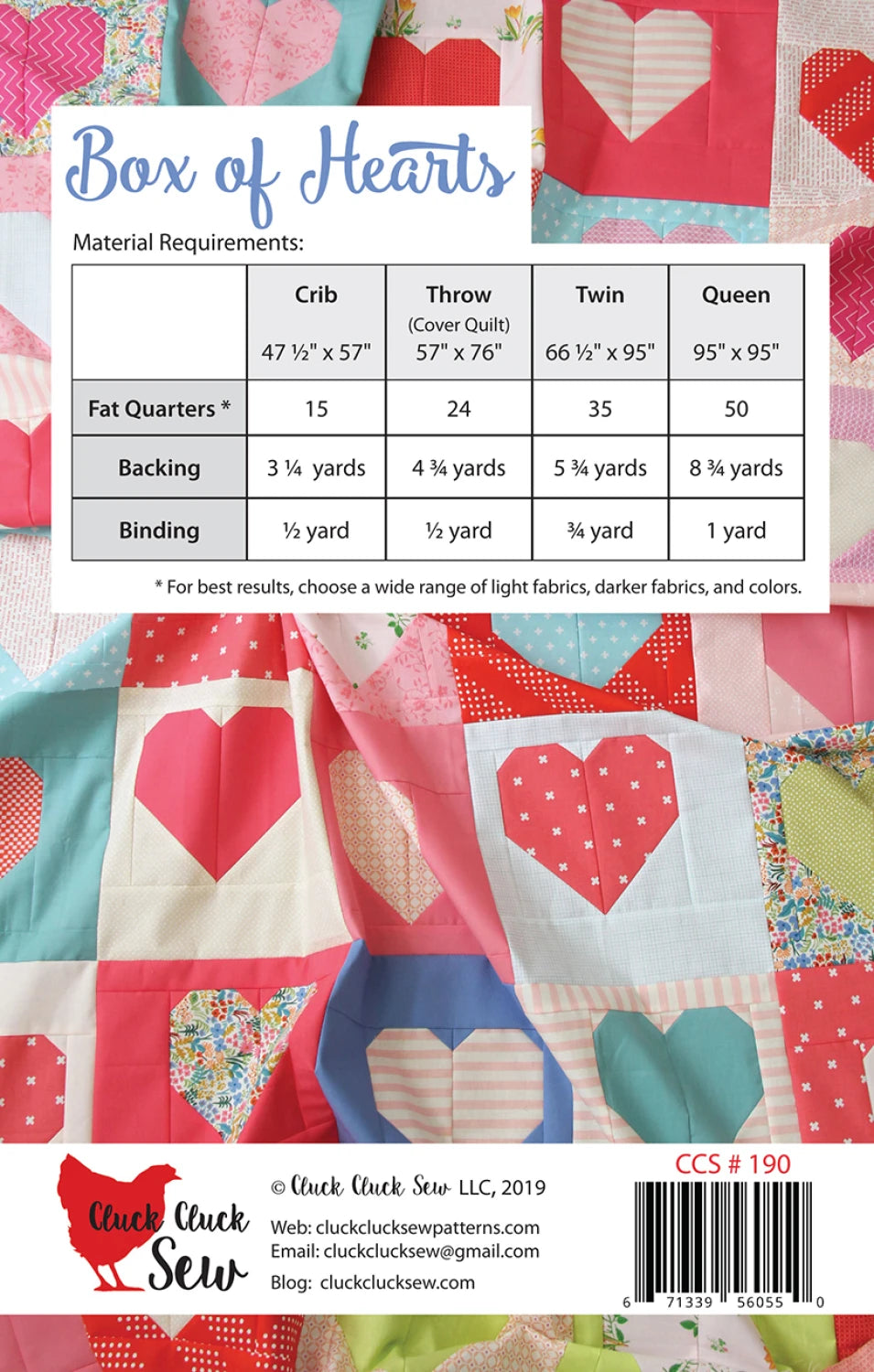 Box of Hearts Pattern - Cluck Cluck Sew