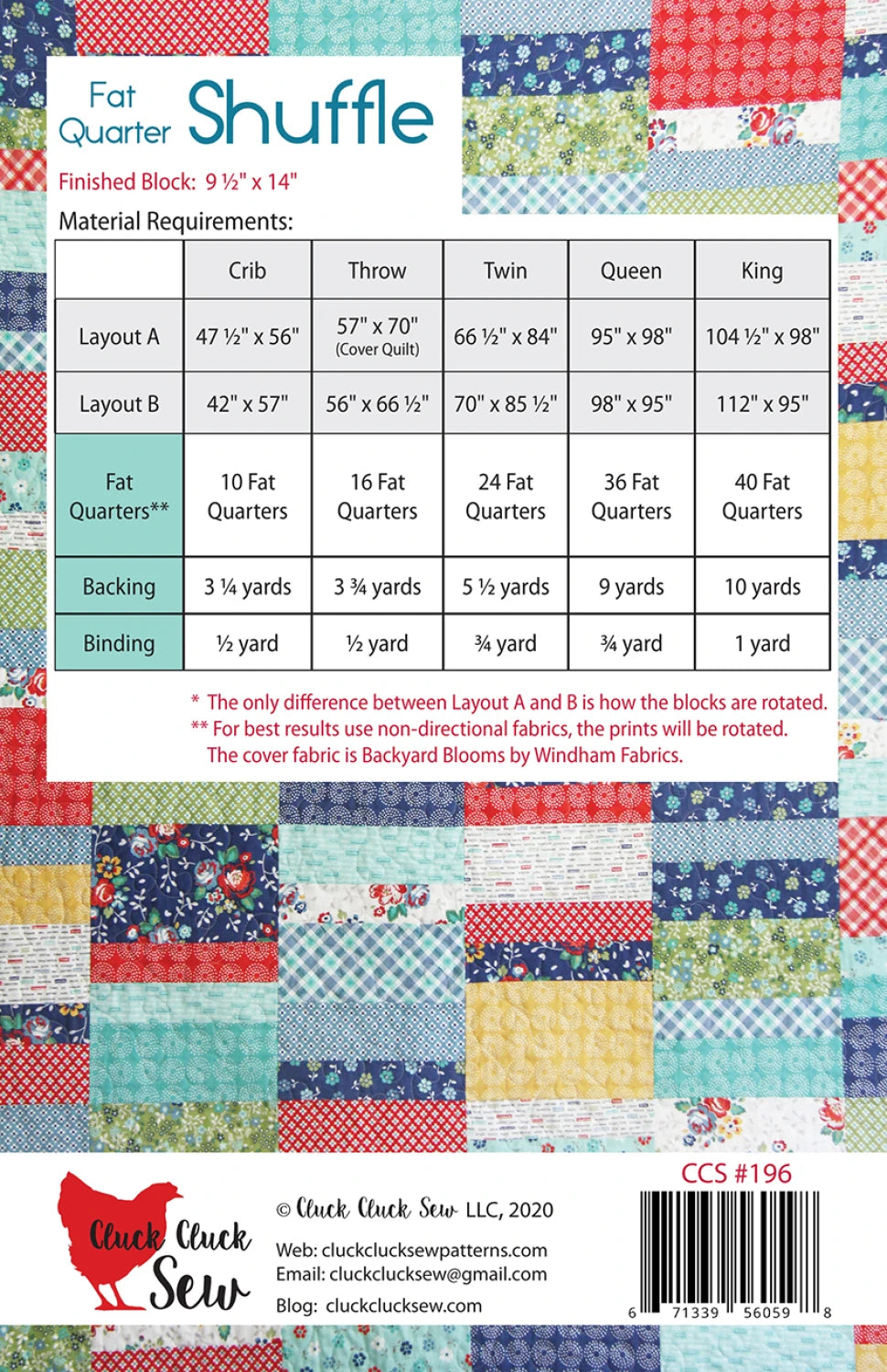 Fat Quarter Shuffle Pattern - Cluck Cluck Sew