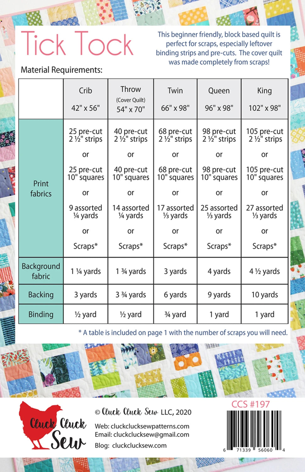 Tick Tock Pattern - Cluck Cluck Sew