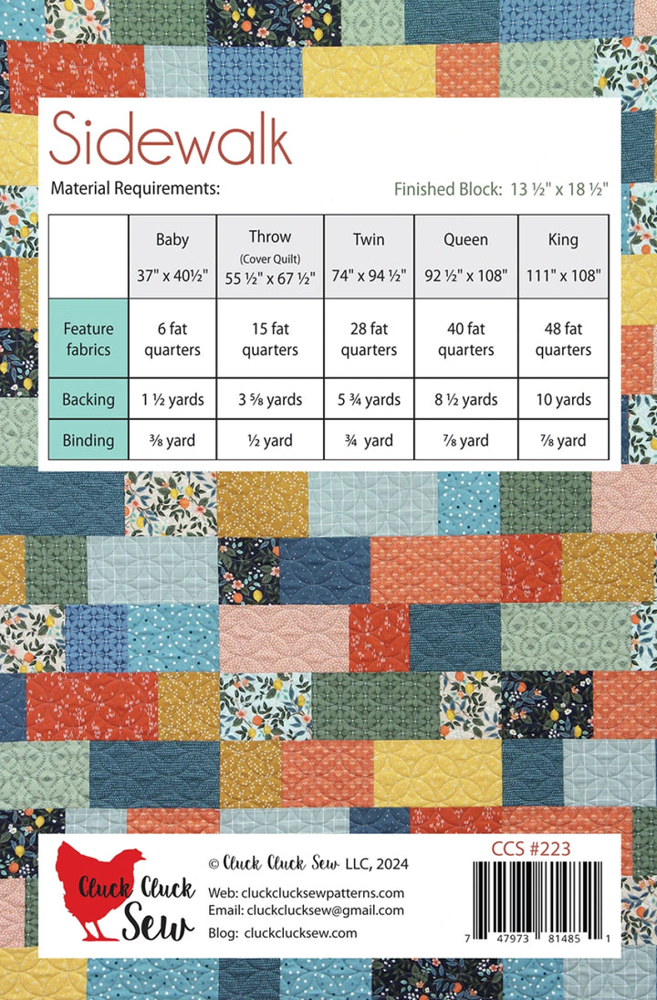 Sidewalk Quilt Pattern - Cluck Cluck Sew