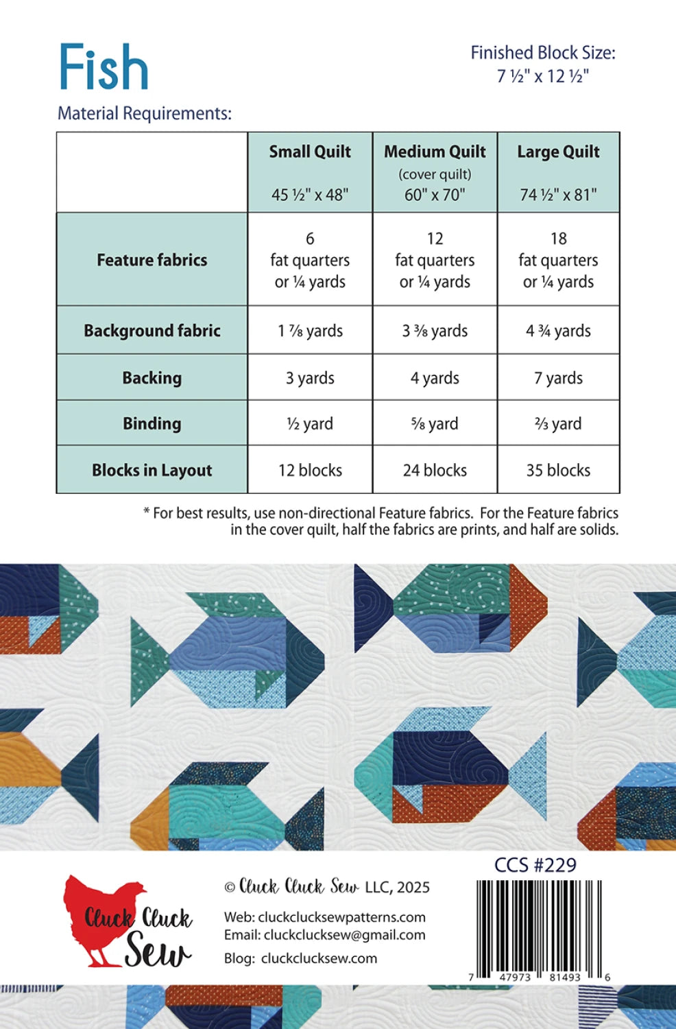 Fish Quilt Pattern - Cluck Cluck Sew