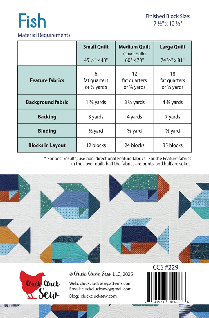 Fish Quilt Pattern - Cluck Cluck Sew