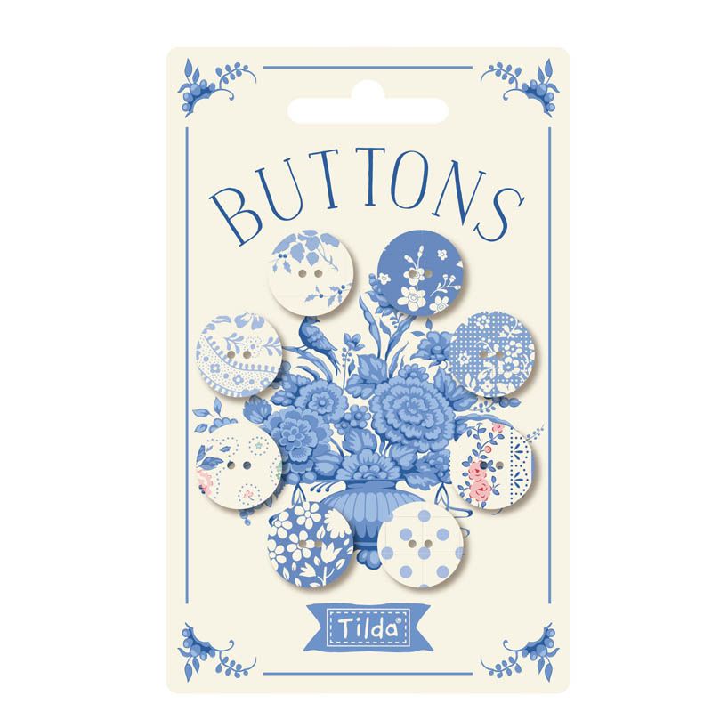 Tilda - Something Blue - 20mm Buttons - 8pc - Light
