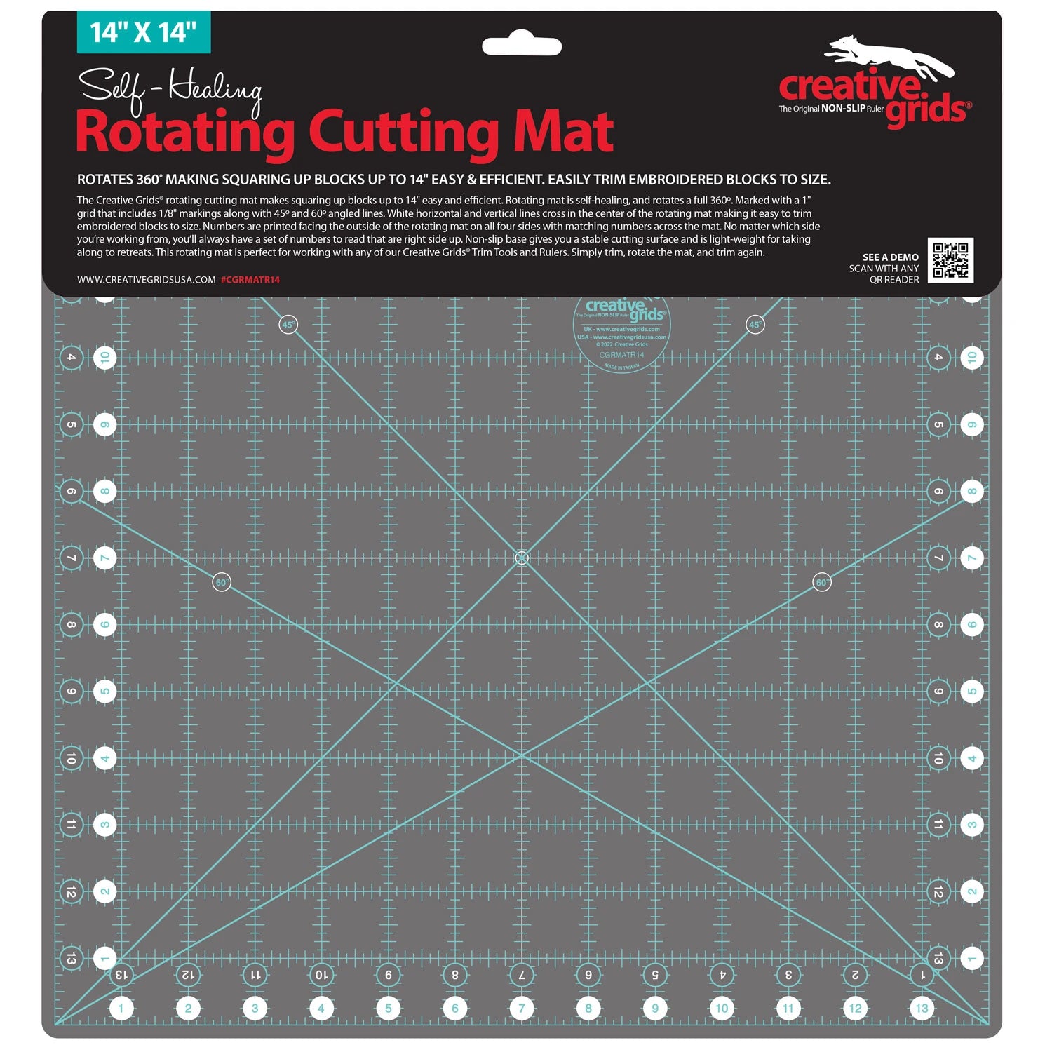 Creative Grids - 14in x 14in - Self-Healing Rotating Cutting Mat
