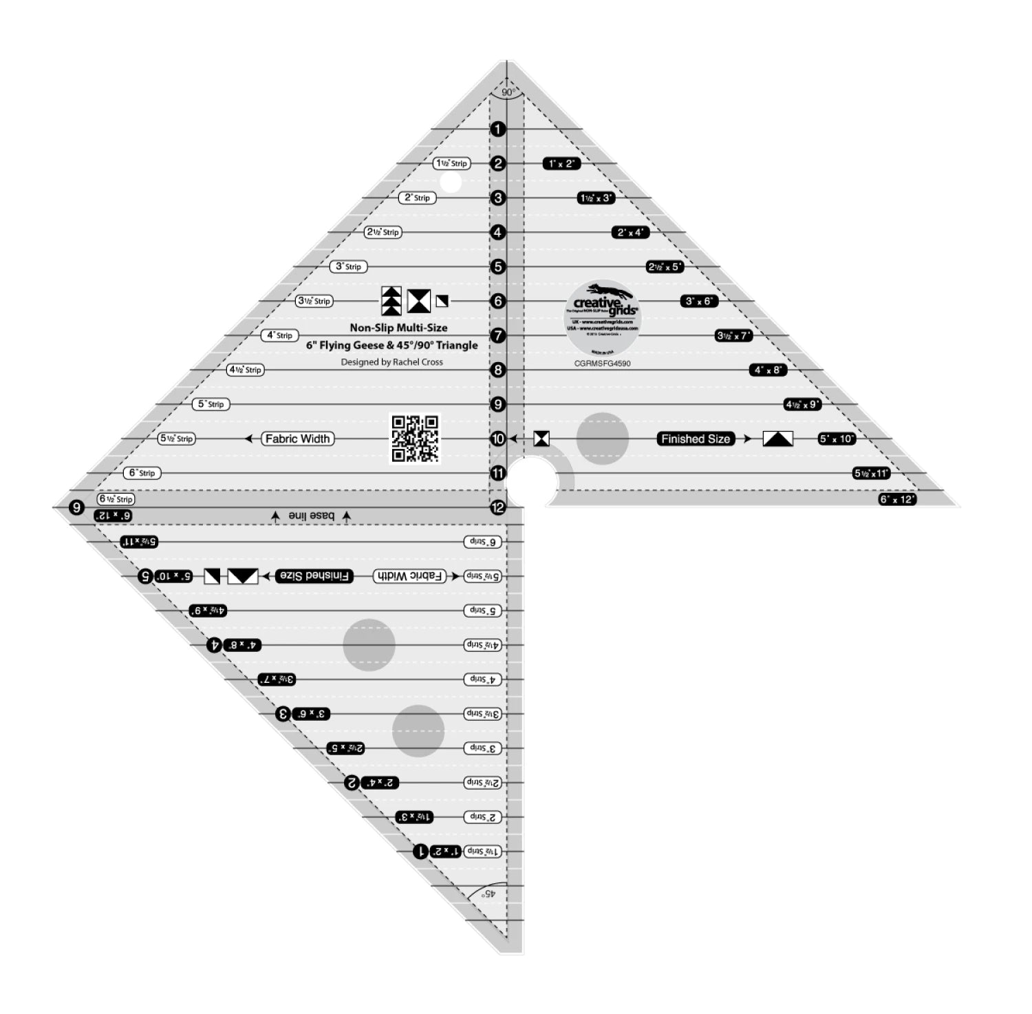 Creative Grids - 6" Flying Geese & 45/90 Degree Triangle Ruler