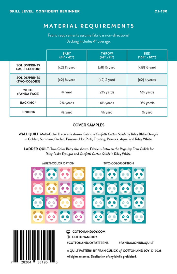 Pandamonium Quilt Pattern