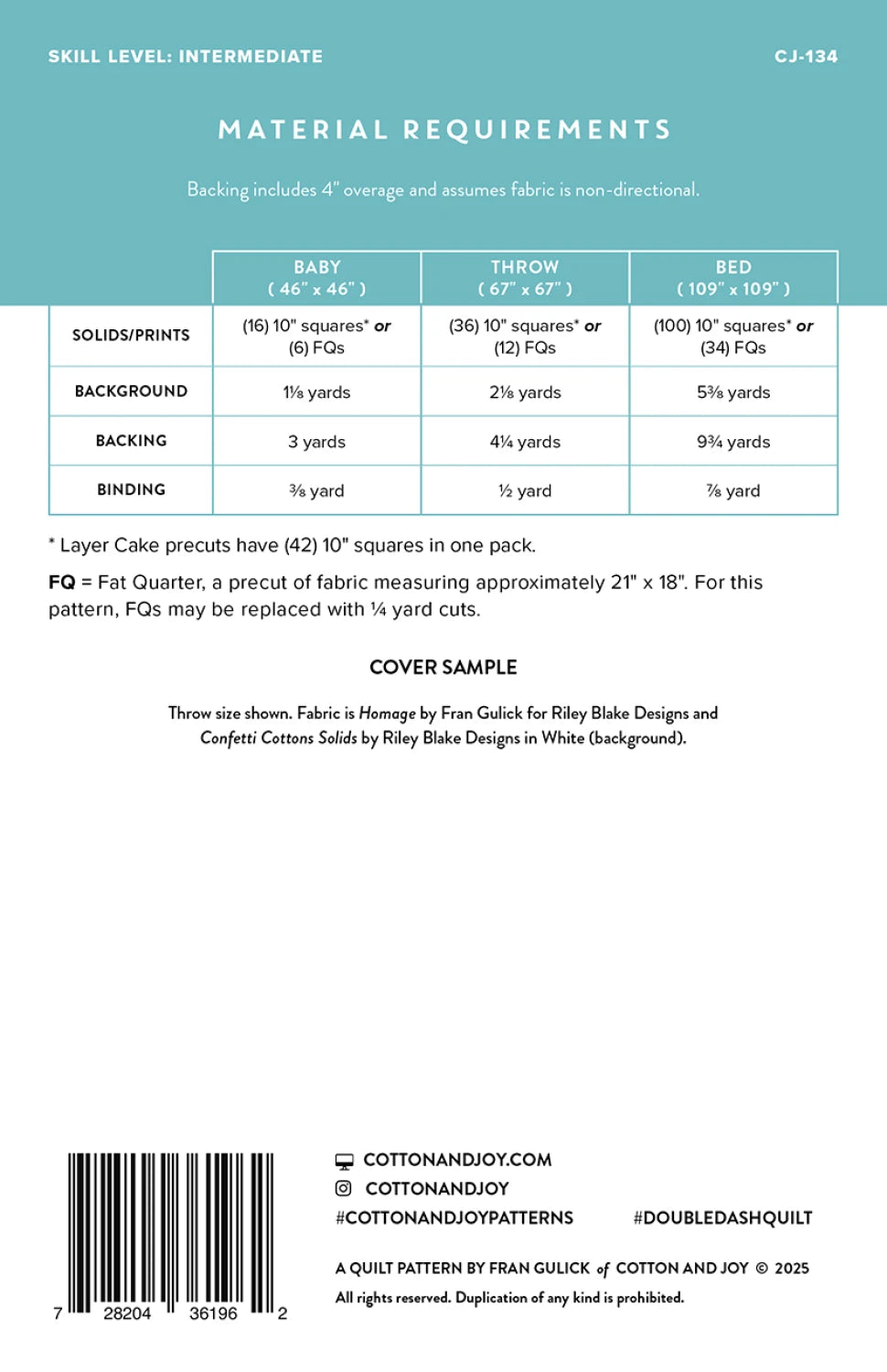 Double Dash Quilt Pattern - Cotton and Joy