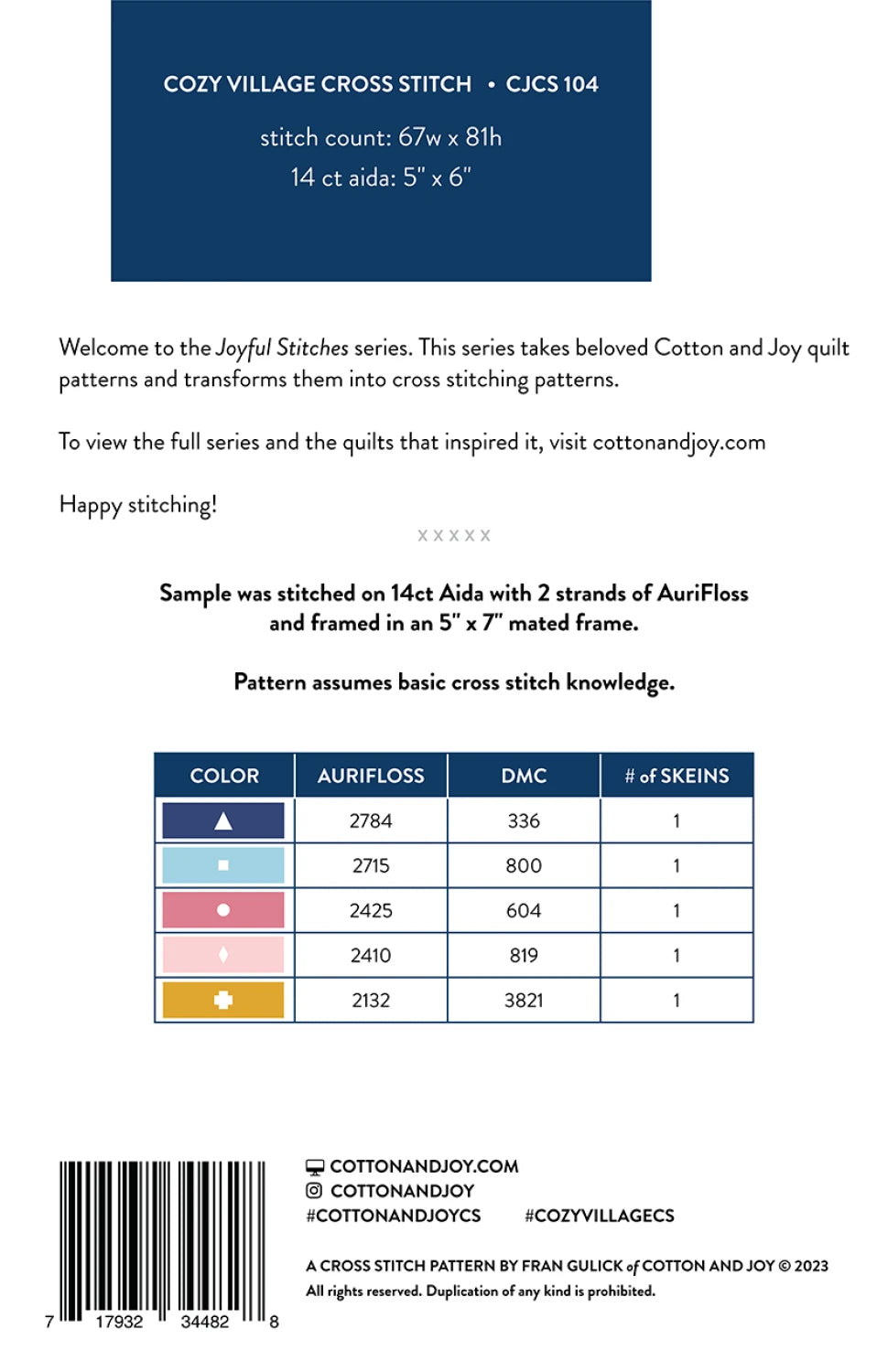 Cozy Village Cross Stitch Pattern - Cotton + Joy Patterns