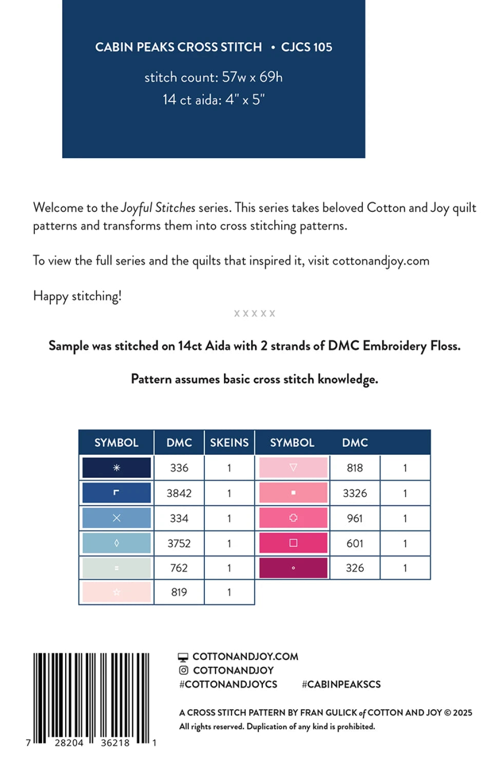 Cabin Peaks Cross Stitch Pattern