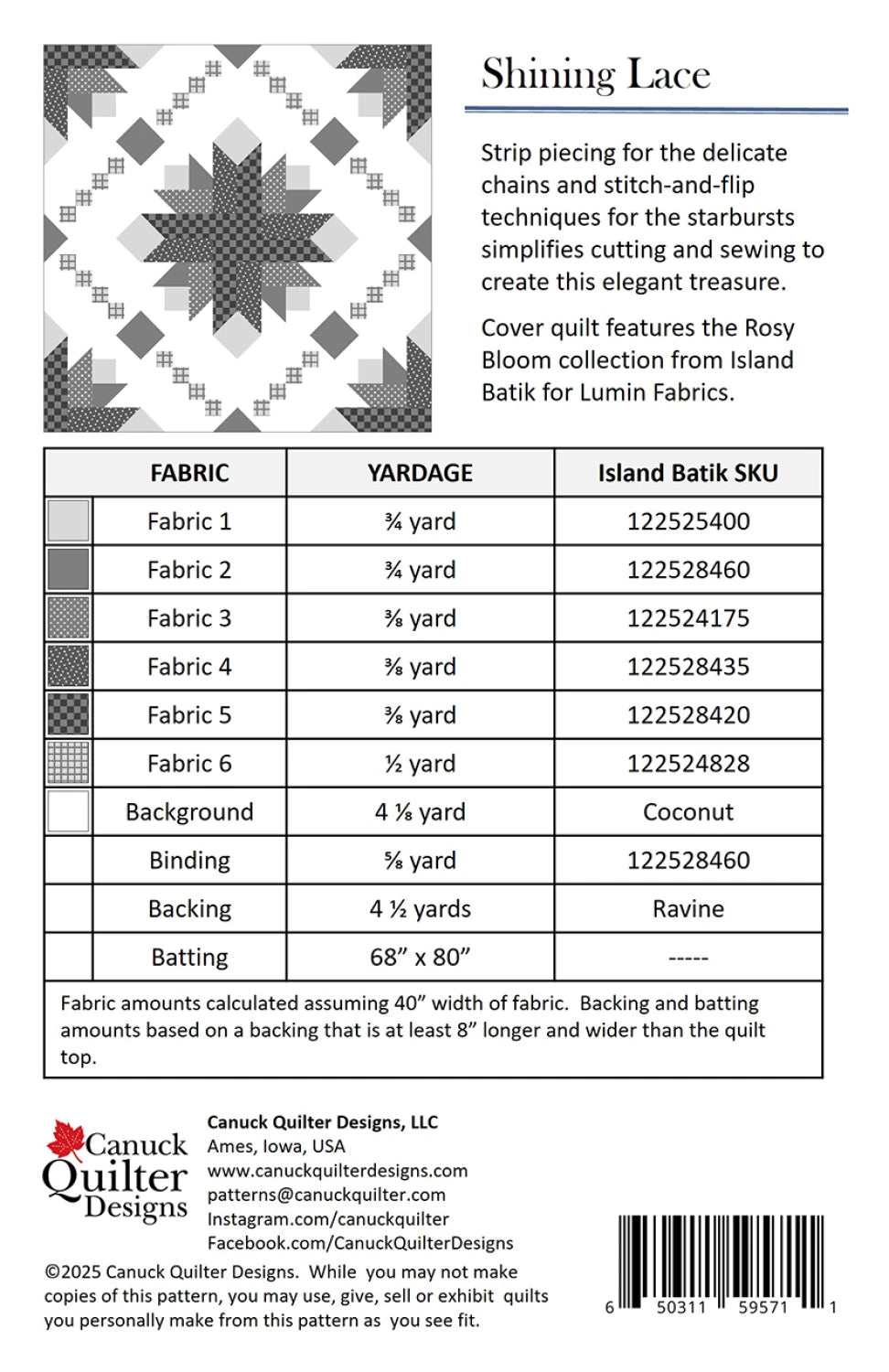 Shining Lace Quilt Pattern - Canuck Quilter Designs