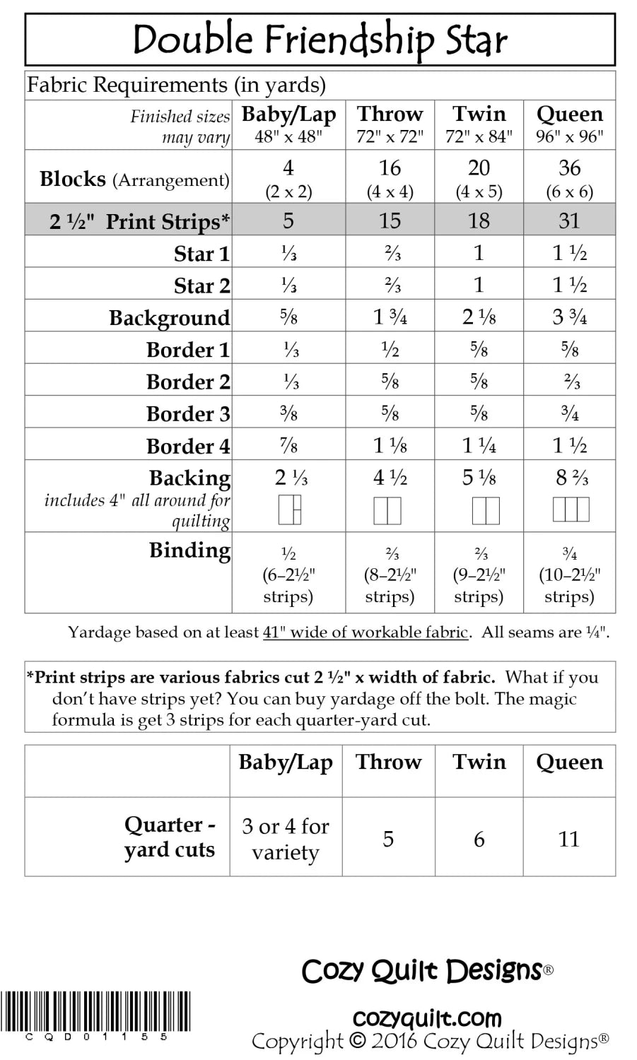 Double Friendship Star Quilt Pattern - Cozy Quilt Designs