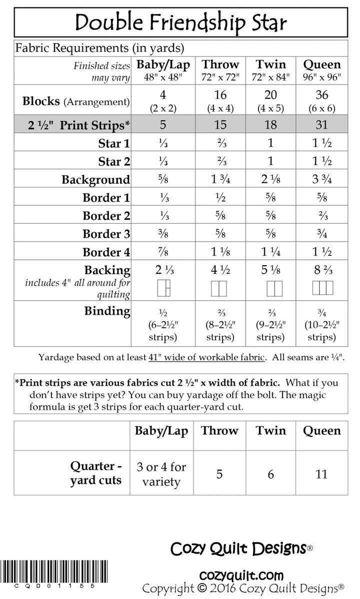 Double Friendship Star Quilt Pattern - Cozy Quilt Designs