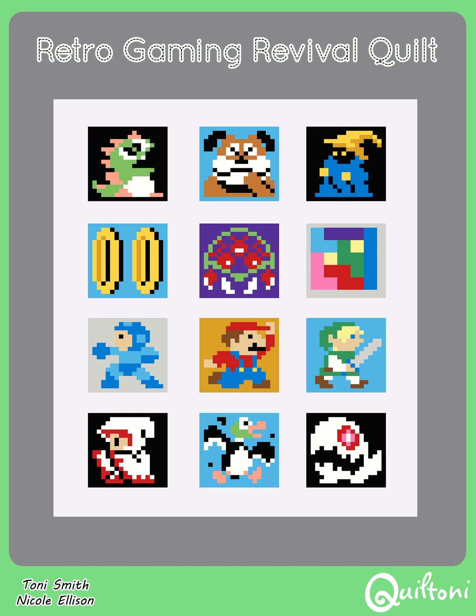Retro Gaming Revival Quilt: A 12 Block Video Game Themed Book - Quiltoni