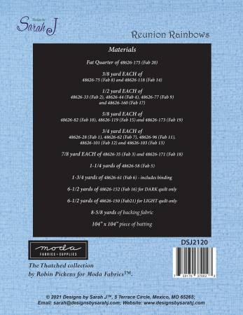 Reunion Rainbow Quilt Pattern