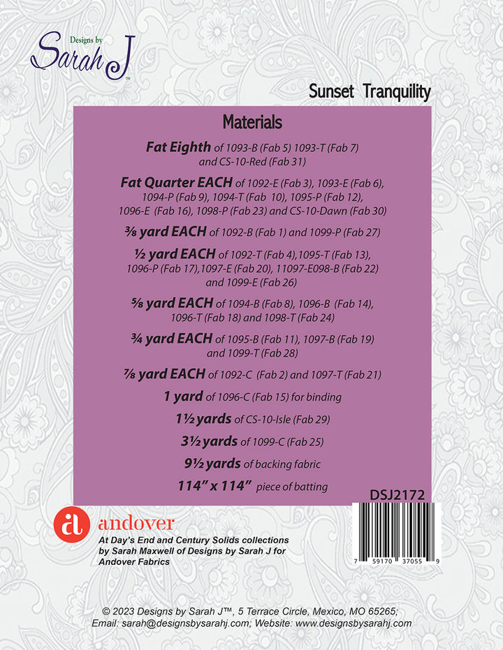 Sunset Tranquility Quilt Pattern