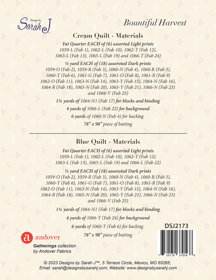 Bountiful Harvest Quilt Pattern