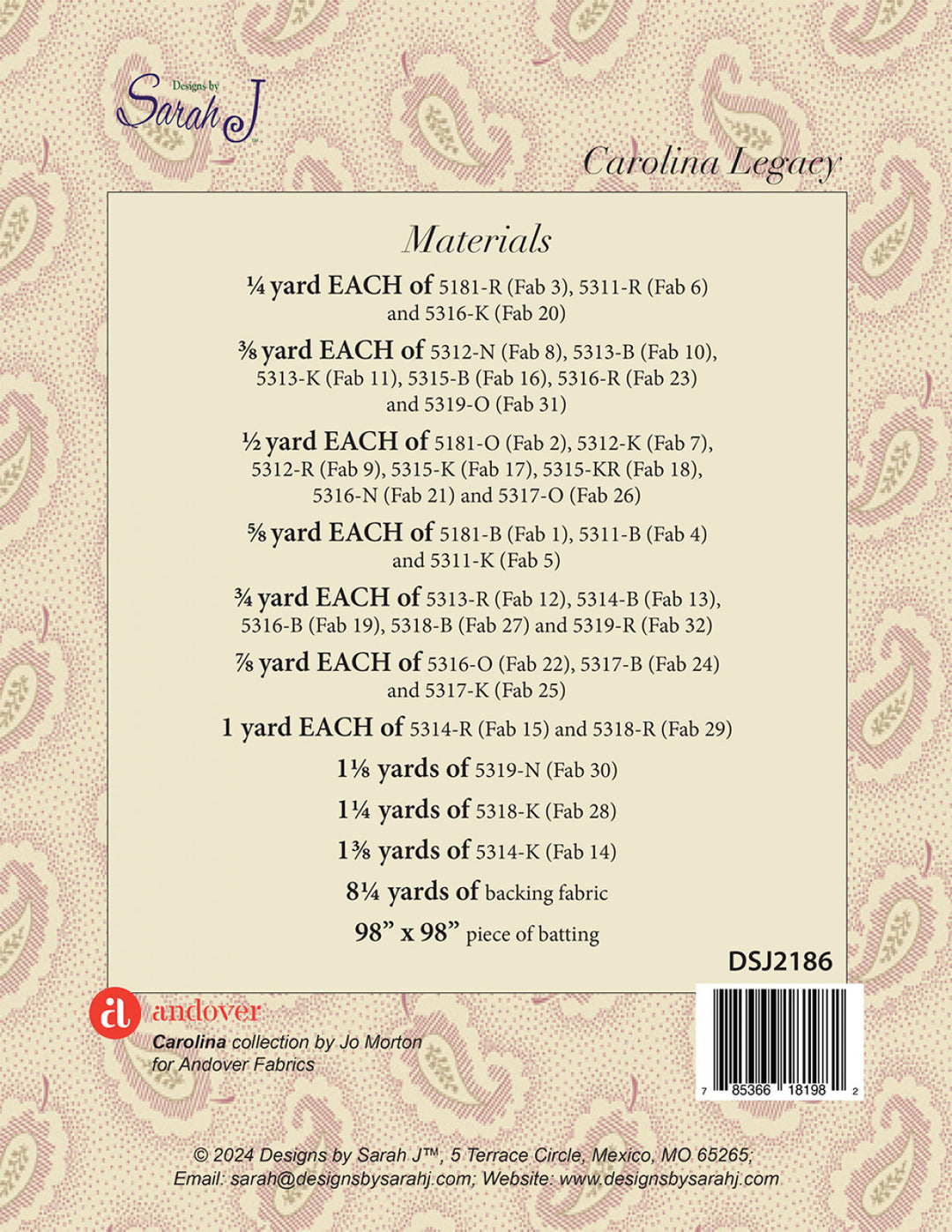 Carolina Legacy Quilt Pattern