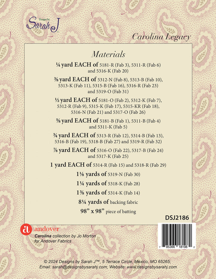 Carolina Legacy Quilt Pattern