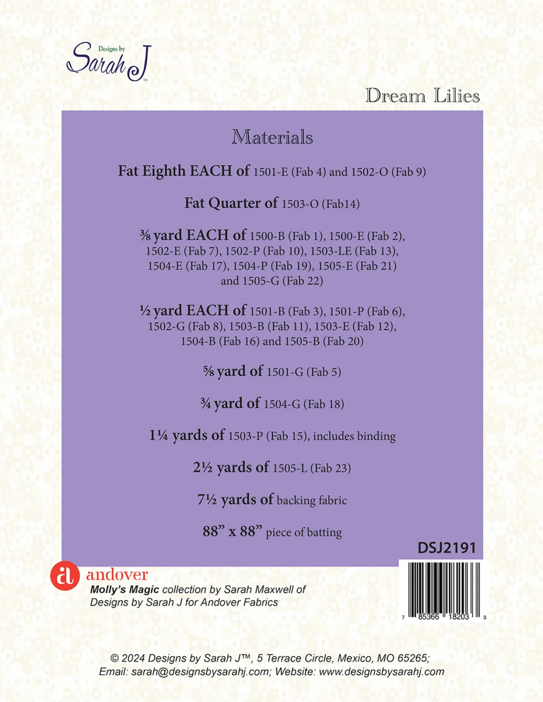 Dream Lillies Quilt Pattern