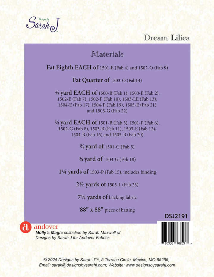 Dream Lillies Quilt Pattern