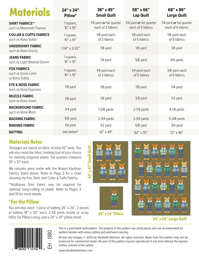 Foxes in Flannels Quilt Pattern