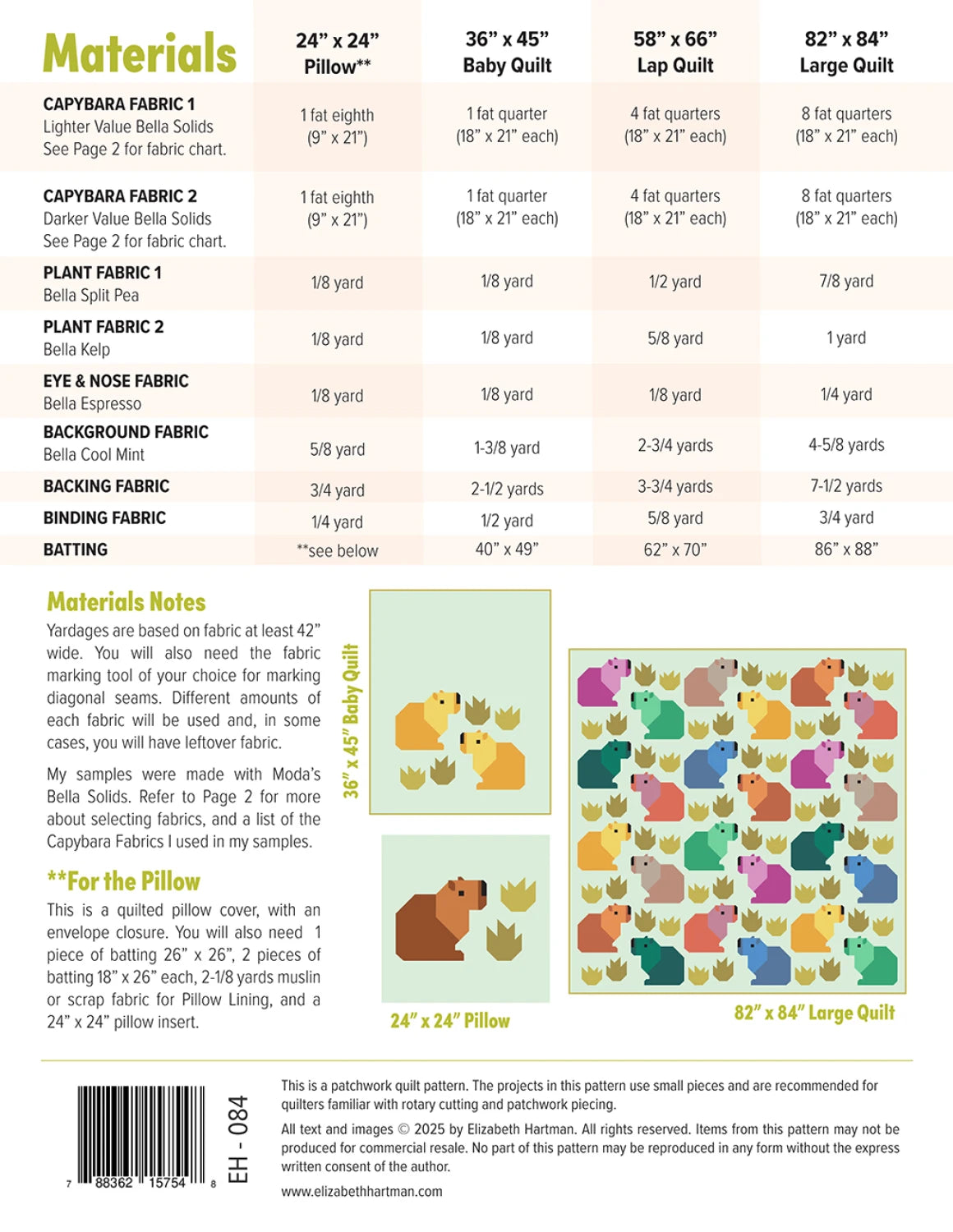 Capybara Club Pattern - Elizabeth Hartman