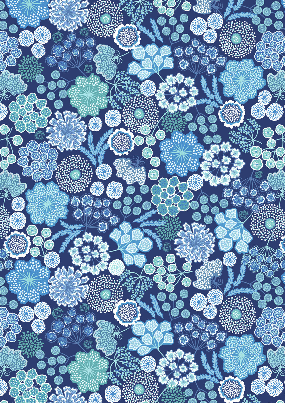 Jardin d'Hiver - Large Winter Floral - Blue - F926B