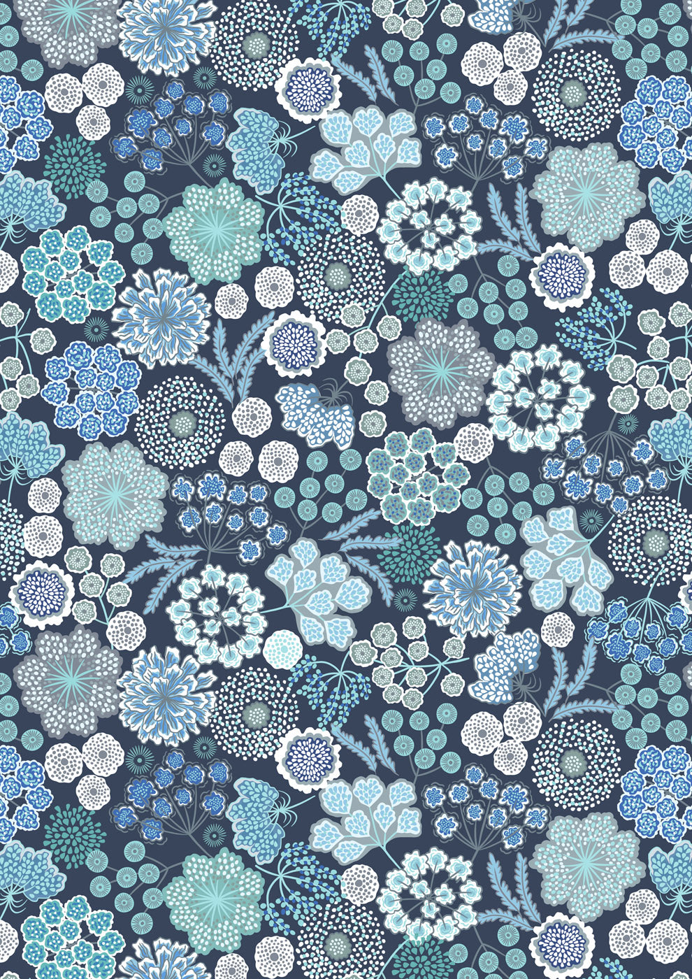 Jardin d'Hiver - Large Winter Floral - Dark Blue - F926C