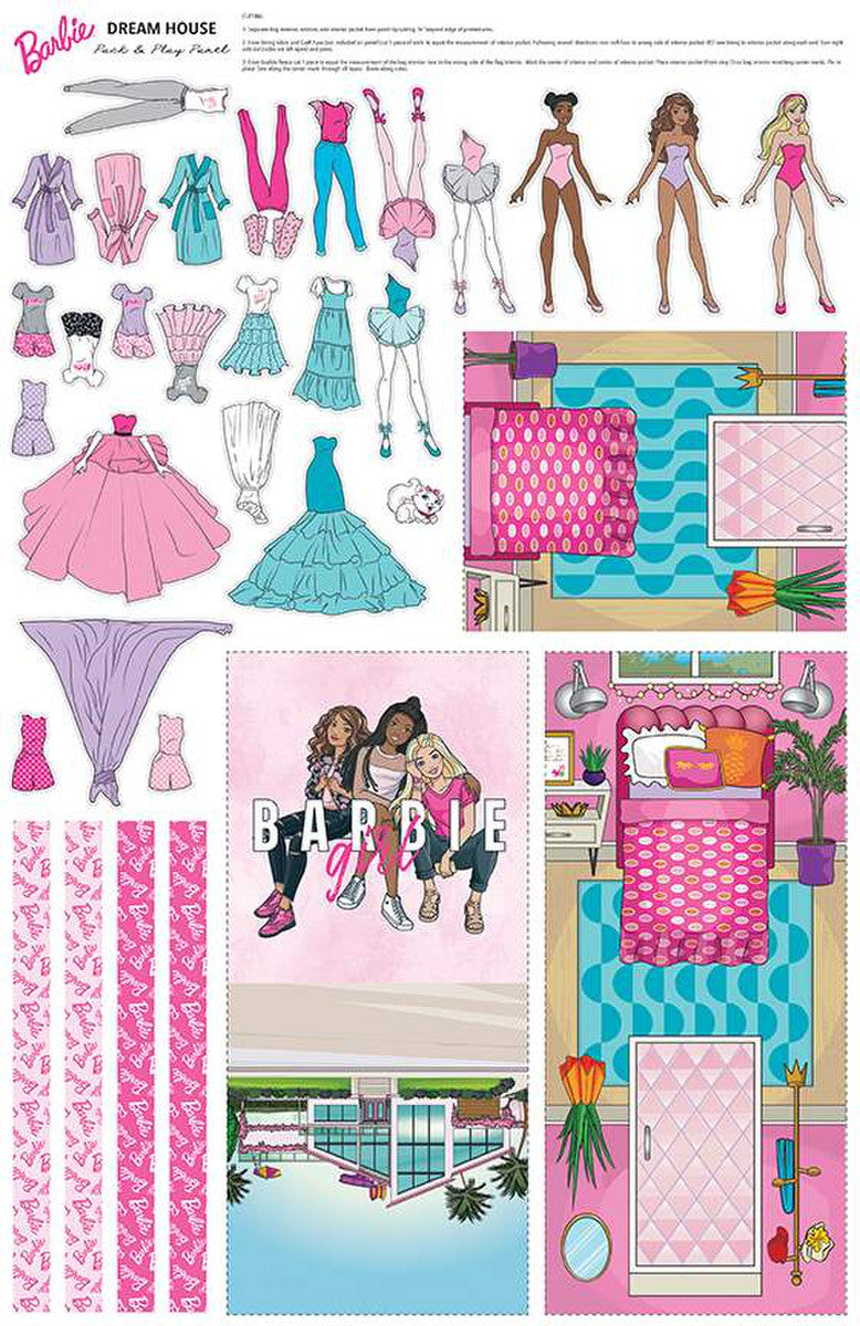 Barbie Dreamhouse Pack and Play Felt Panel - Riley Blake