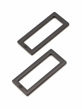 1.5 in Flat Rectangle Rings - Black Metal - Set of Two