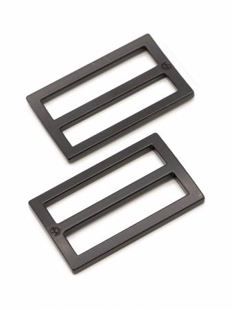 1.5 in Flat Widemouth Sliders - Black Metal - Set of Two