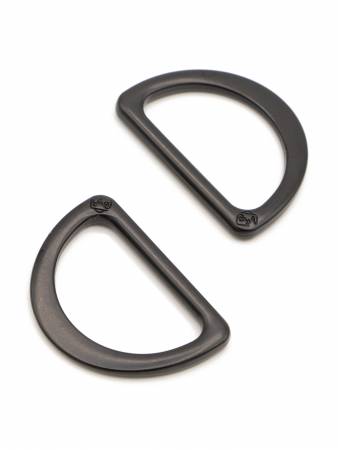 1 in Flat D-Rings - Black Metal - Set of Two