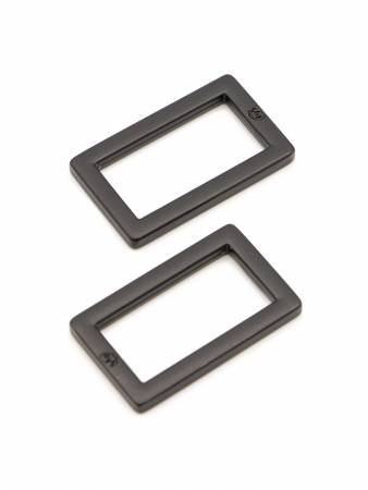 1 in Flat Rectangle Rings - Black Metal - Set of Two