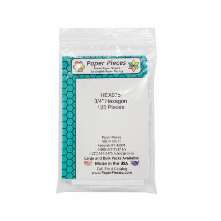 Paper Pieces - 3/4" Hexagon Pack 125 pieces