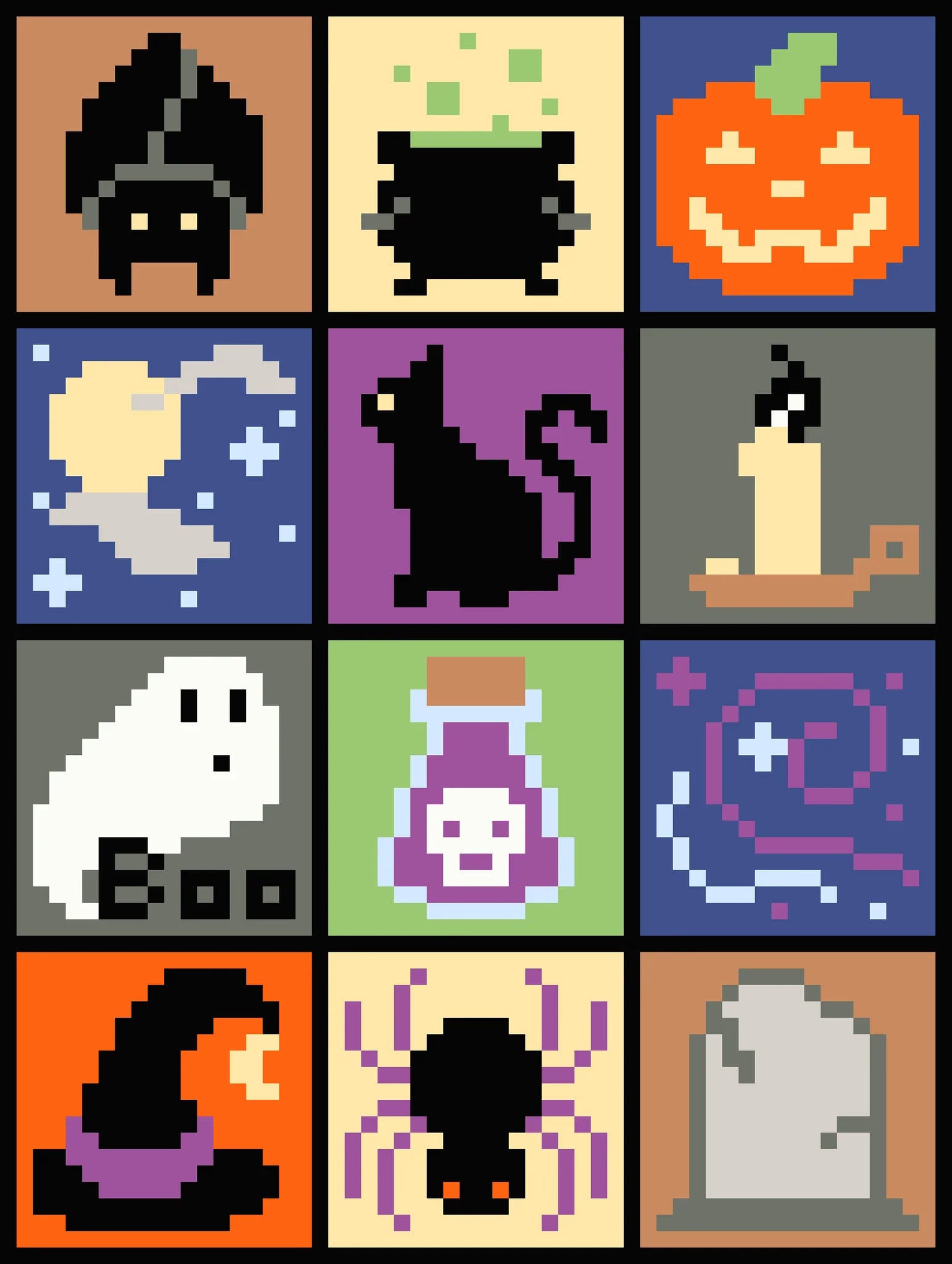 Pixelated Halloween Quilt: A 12 Block Halloween Themed Quilt Book - Quiltoni