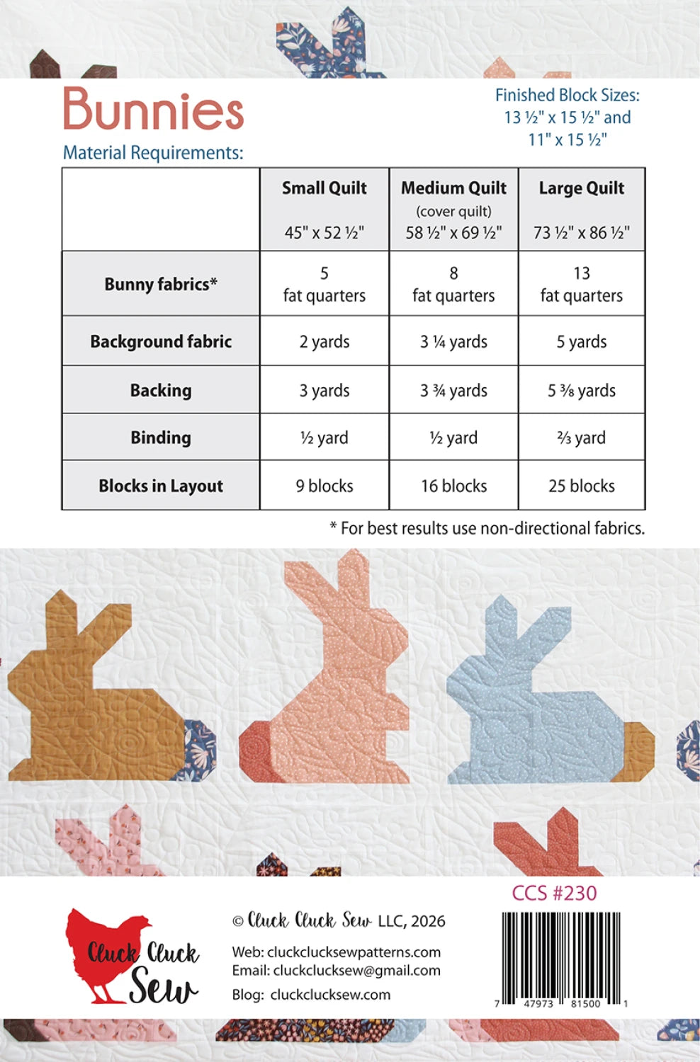 Bunnies Pattern - Cluck Cluck Sew
