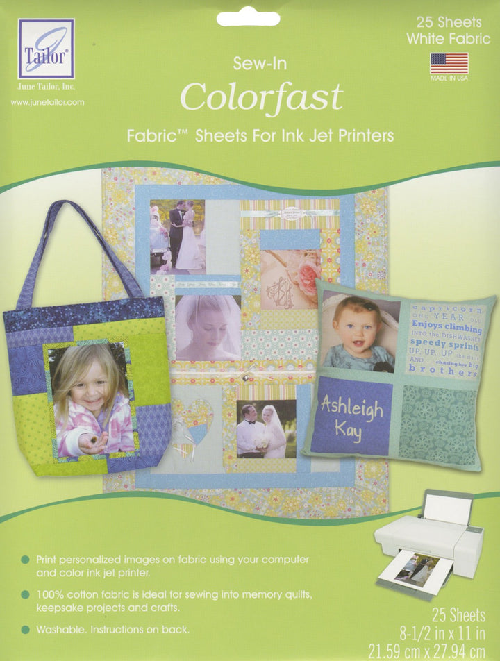 Ink Jet Fabric Sheets Colorfast 25ct